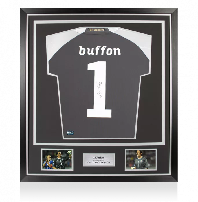 icons Gianluigi Buffon Back Signed Italy 2010-12 Goalkeeper Shirt In Classic Frame