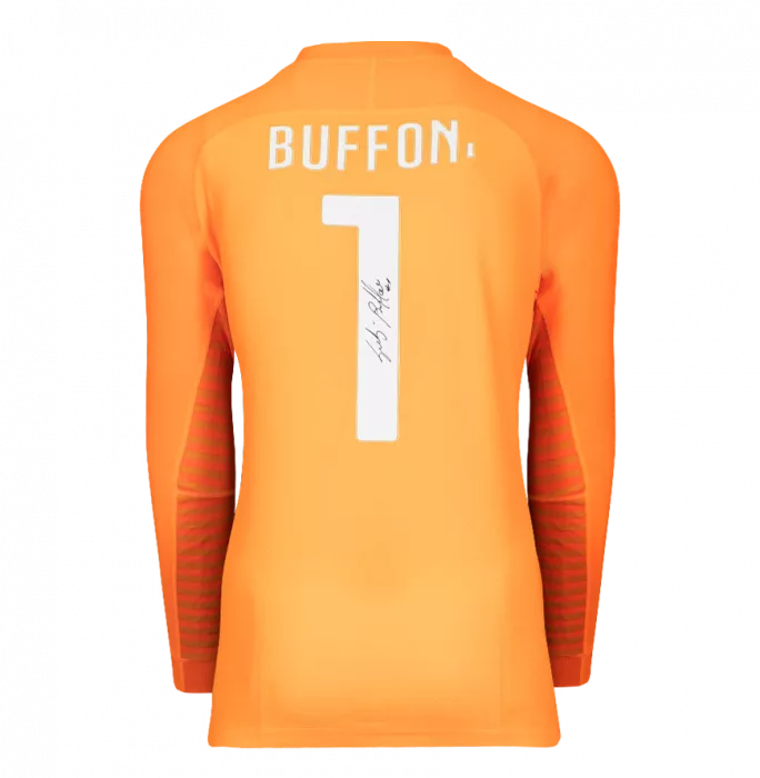 icons Gianluigi Buffon Back Signed Italy 2014-15 Goalkeeper Shirt With Long Sleeves