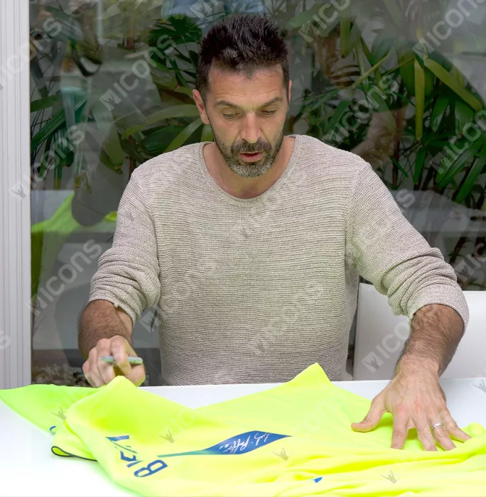 Icons Gianluigi Buffon Back Signed Italy 2014-15 Goalkeeper Away Shirt