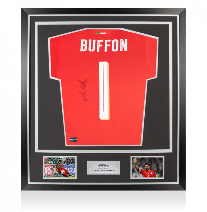 icons Gianluigi Buffon Back Signed Italy 2016-17 Goalkeeper Third Shirt In Classic Frame