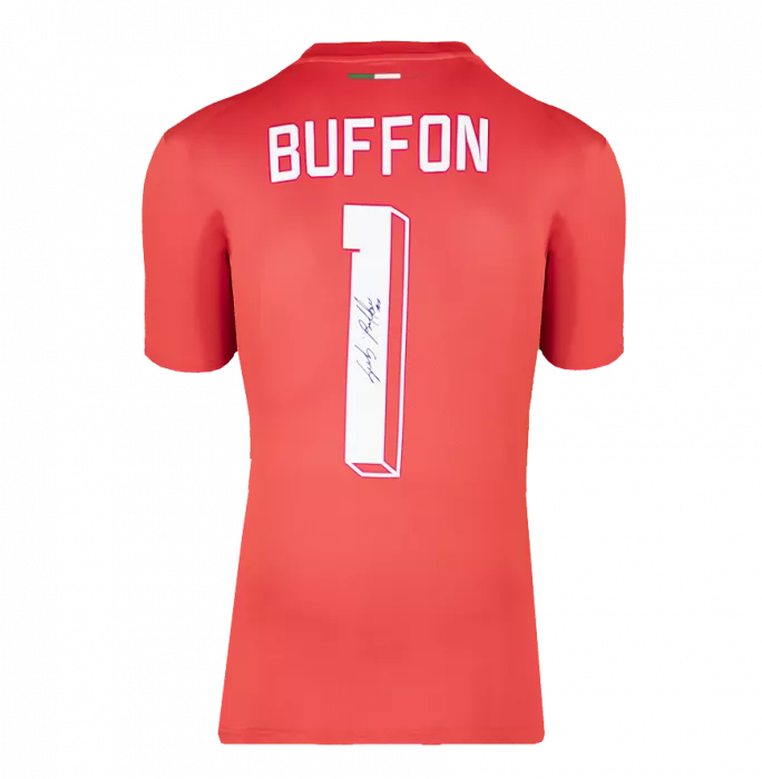 Icons Gianluigi Buffon Back Signed Italy Modern Goalkeeper Shirt With Fan Style Number In Deluxe Packaging