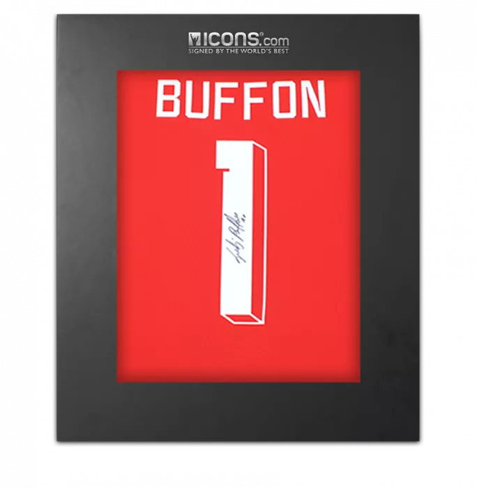 icons Gianluigi Buffon Back Signed Italy Modern Goalkeeper Shirt with Fan Style Number In Deluxe Packaging