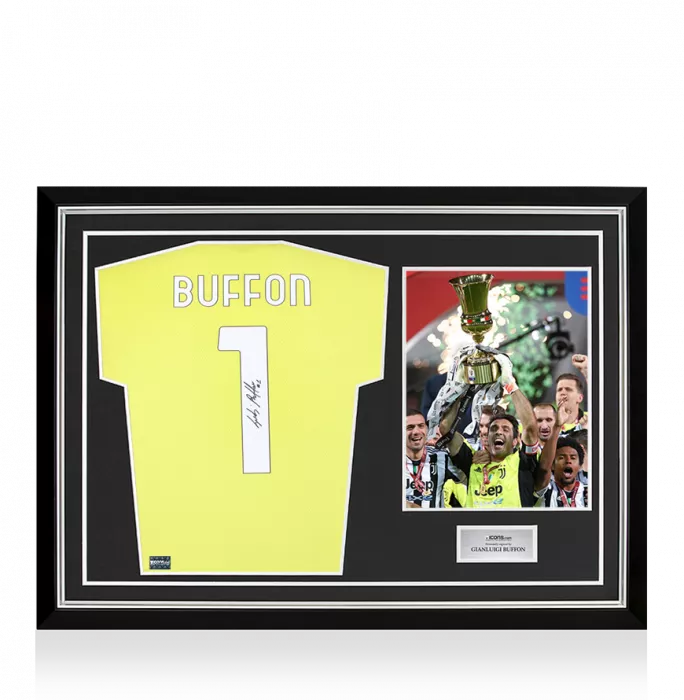 icons Gianluigi Buffon Back Signed Juventus 2020-21 Goalkeepers Shirt In Hero Frame: Option 1