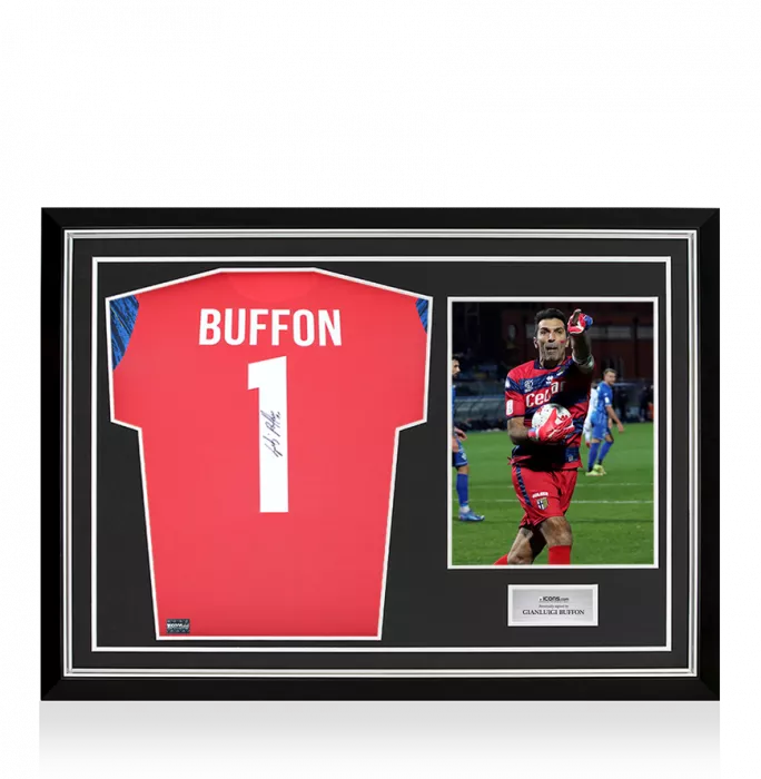 icons Gianluigi Buffon Back Signed Parma 2021-22 Goalkeeper Shirt In Hero Frame: Option 1