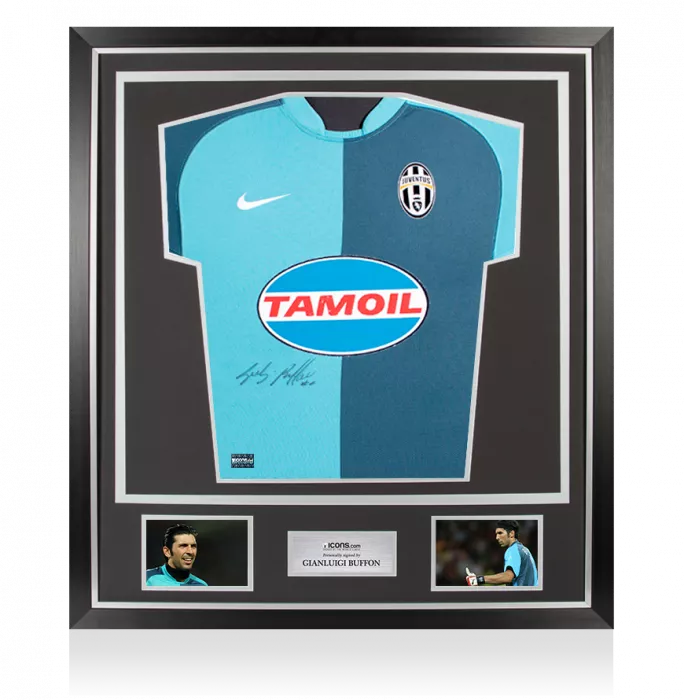 icons Gianluigi Buffon Front Signed Blue Juventus 2006-07 Goalkeeper Shirt In Classic Frame