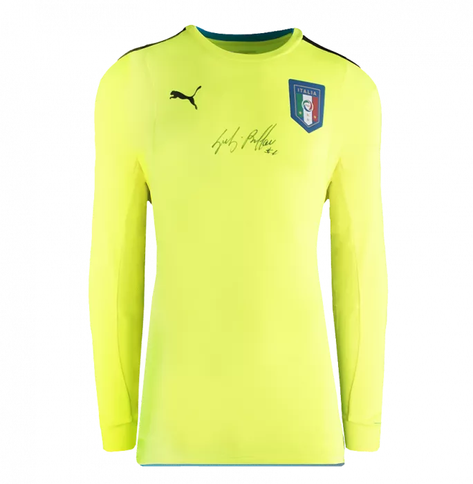 Icons Gianluigi Buffon Front Signed Italy 2016-17 Goalkeeper Shirt In Hero Frame: Option 1
