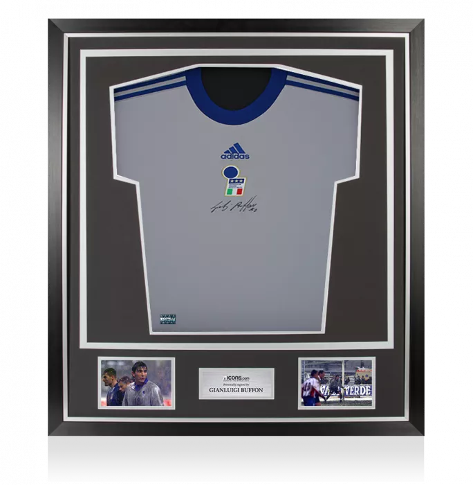 icons Gianluigi Buffon Front Signed Italy Icon Goalkeeper Shirt In Classic Frame