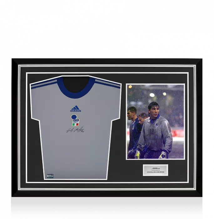 icons Gianluigi Buffon Front Signed Italy Icon Goalkeeper Shirt In Hero Frame: Option 1