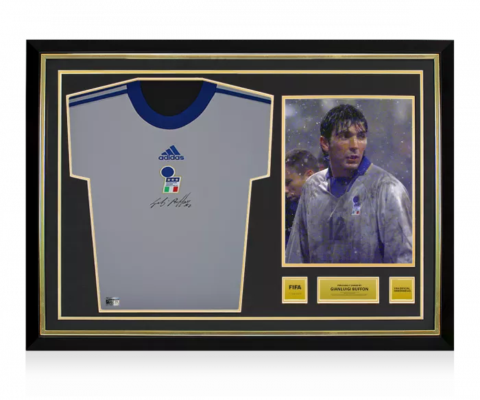 icons Gianluigi Buffon Official FIFA World Cup™ Front Signed and Hero Framed Italy Icon Goalkeeper Shirt