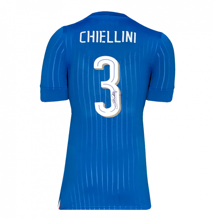 Icons Giorgio Chiellini Back Signed Italy 2016-17 Player Issue Home Shirt With Fan Style Number In Deluxe Packaging