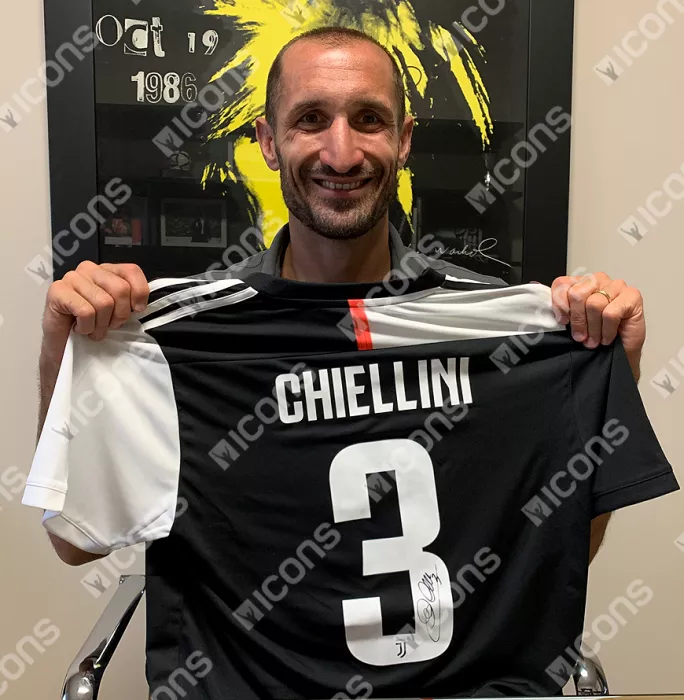 Icons Giorgio Chiellini Back Signed Juventus 2019-20 Home Shirt In Classic Frame