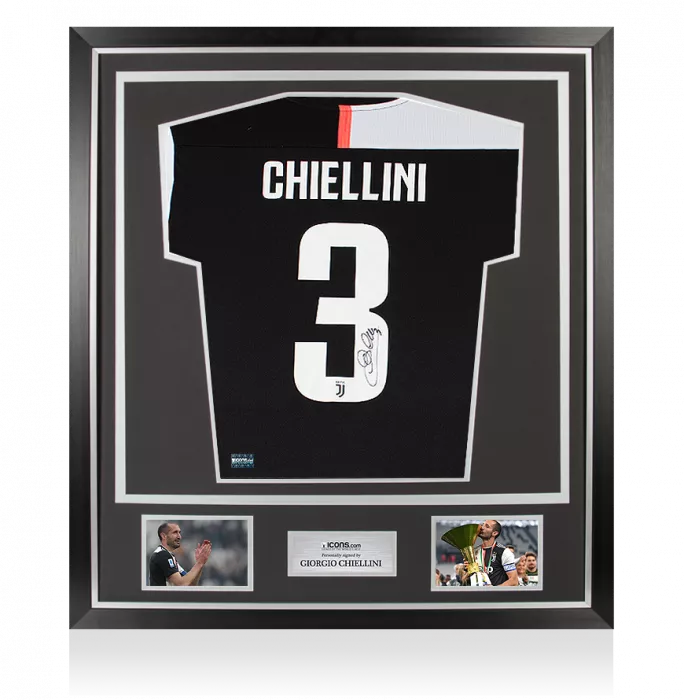 icons Giorgio Chiellini Back Signed Juventus 2019-20 Home Shirt In Classic Frame