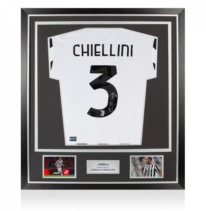 icons Giorgio Chiellini Back Signed Juventus 2021-22 Home Shirt In Classic Frame