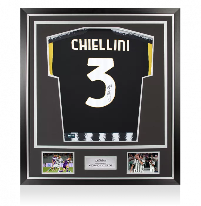 icons Giorgio Chiellini Back Signed Juventus 2023-24 Home Shirt In Classic Frame