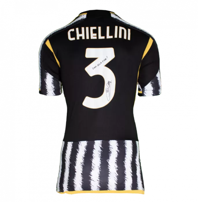Icons Giorgio Chiellini Back Signed Juventus 2023-24 Shirt - "Fino Alle Fine" Inscription In Hero Frame: Option 1