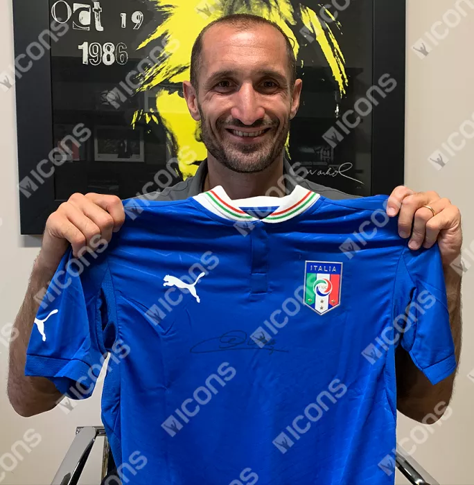 Icons Giorgio Chiellini Front Signed Italy 2012-13 Home Shirt