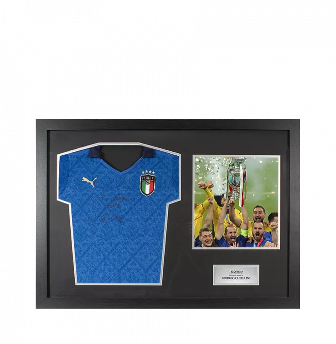 icons Giorgio Chiellini Front Signed Italy 2020 Home Shirt In Compact Hero Frame: "It's Coming Rome" Special Edition
