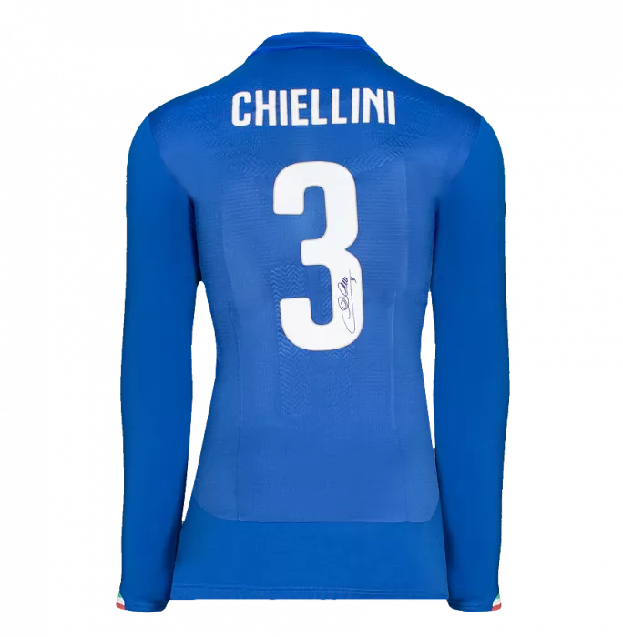 Icons Giorgio Chiellini Official 2014 FIFA World Cup™ Back Signed And Hero Framed Italy 2014-15 Home Shirt With Fan Style Number