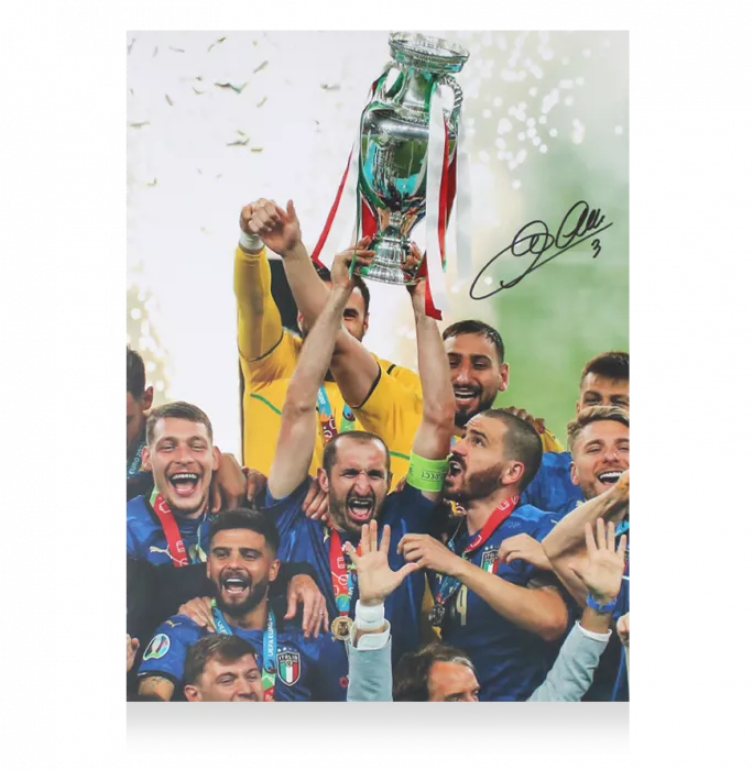 Icons Giorgio Chiellini Signed Italy Photo In Premium Photo Frame: UEFA EURO 2020 Winner
