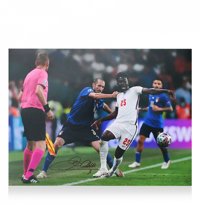Icons Giorgio Chiellini Signed Italy Photo In Premium Photo Frame: UEFA EURO 2020 Final