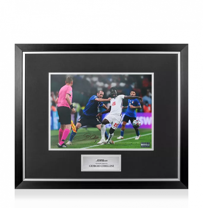 icons Giorgio Chiellini Signed Italy Photo In Premium Photo Frame: UEFA EURO 2020 Final