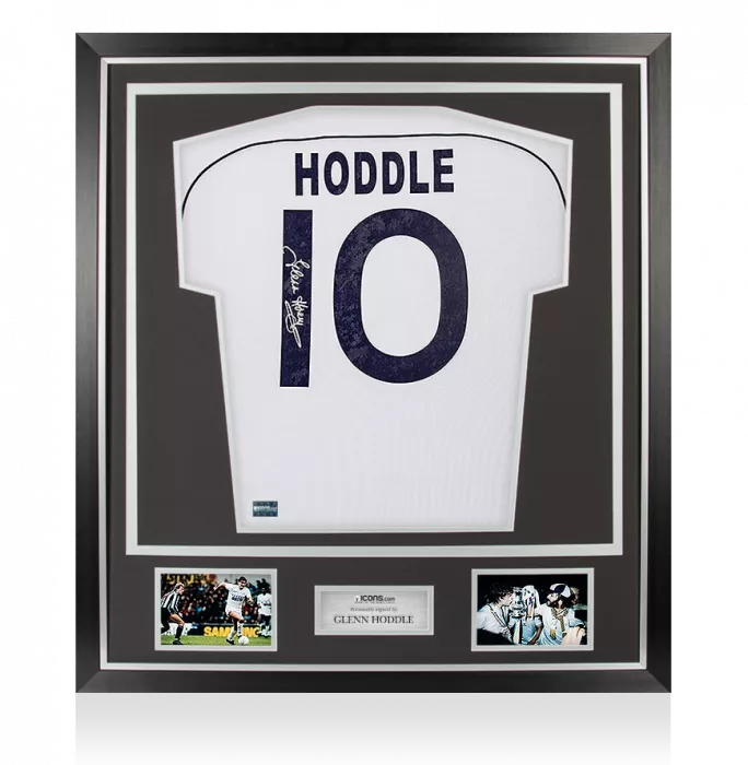 icons Glenn Hoddle Back Signed Retro Tottenham Hotspur Home Shirt In Classic Frame