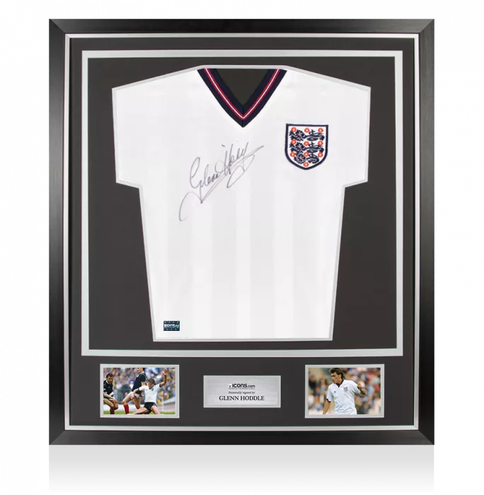 icons Glenn Hoddle Front Signed England 1986 Home Shirt In Classic Frame