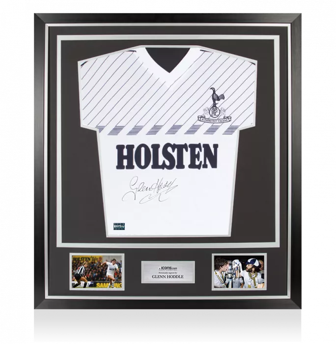 Icons Glenn Hoddle Front Signed Retro Tottenham Hotspur Home Shirt In Classic Frame