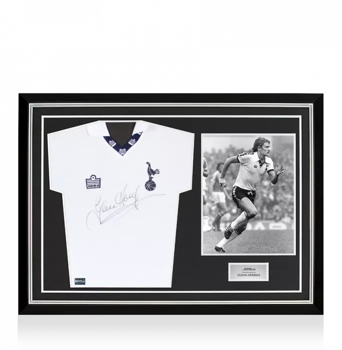 icons Glenn Hoddle Front Signed Tottenham Hotspur 1978-79 Home Shirt In Hero Frame: Option 1