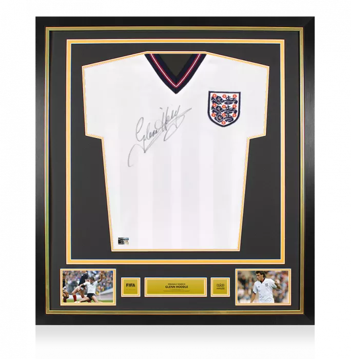 icons Glenn Hoddle Official 1986 FIFA World Cup™ Front Signed and Framed England 1986 Home Shirt