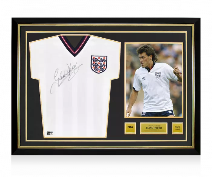 icons Glenn Hoddle Official 1986 FIFA World Cup™ Front Signed and Hero Framed England 1986 Home Shirt