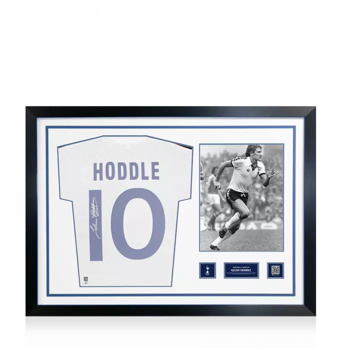 icons Glenn Hoddle Official Tottenham Hotspur Signed and Framed 1978 Home Shirt