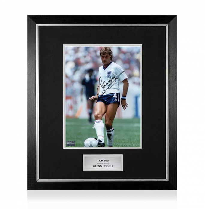 icons Glenn Hoddle Signed England Photo In Premium Photo Frame: 1986 FIFA World Cup