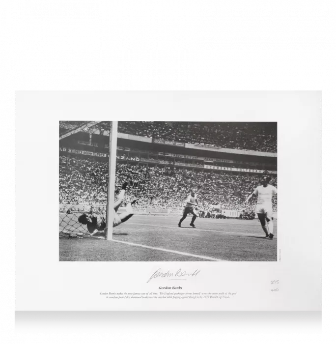 icons Gordon Banks Signed England Print: Greatest Save