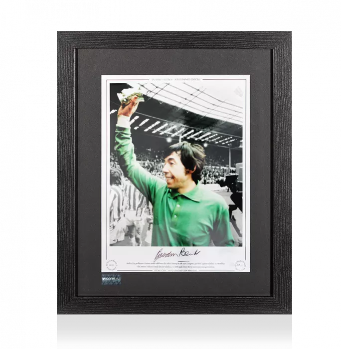 icons Gordon Banks Signed Stoke City Print In Black Wooden Frame: 1972 League Cup Winners