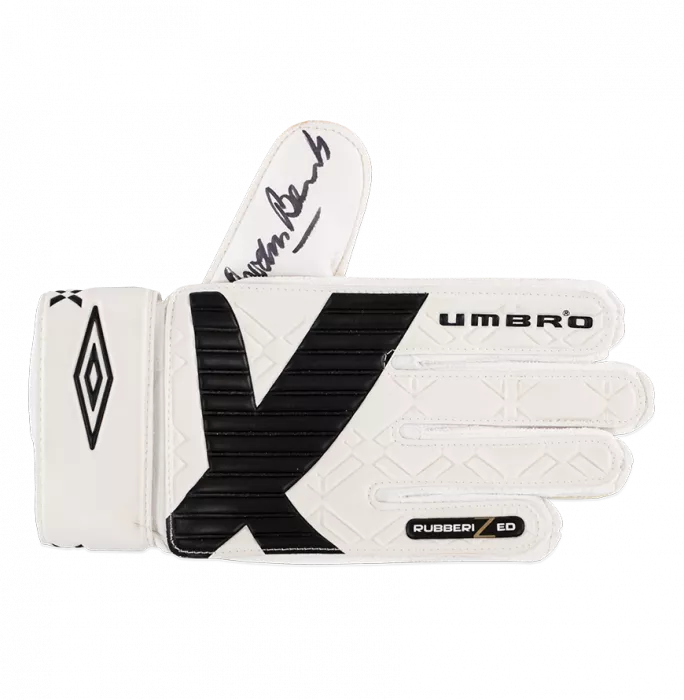 Icons Gordon Banks Signed White And Black Umbro Goalkeeper Glove