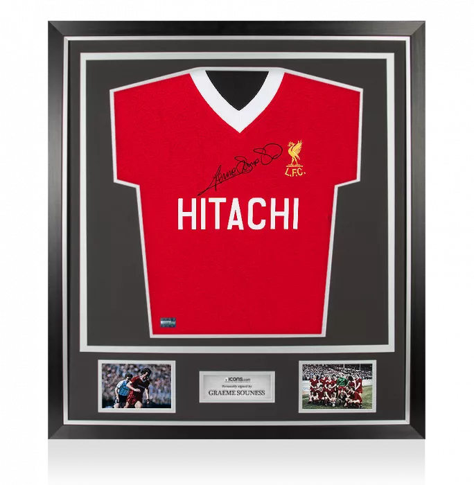 icons Graeme Souness Front Signed 1978 Liverpool Shirt In Classic Frame: Hitachi Edition