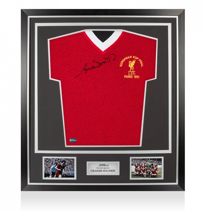 icons Graeme Souness Front Signed 1981 Liverpool Shirt In Classic Frame: European Cup Final Edition