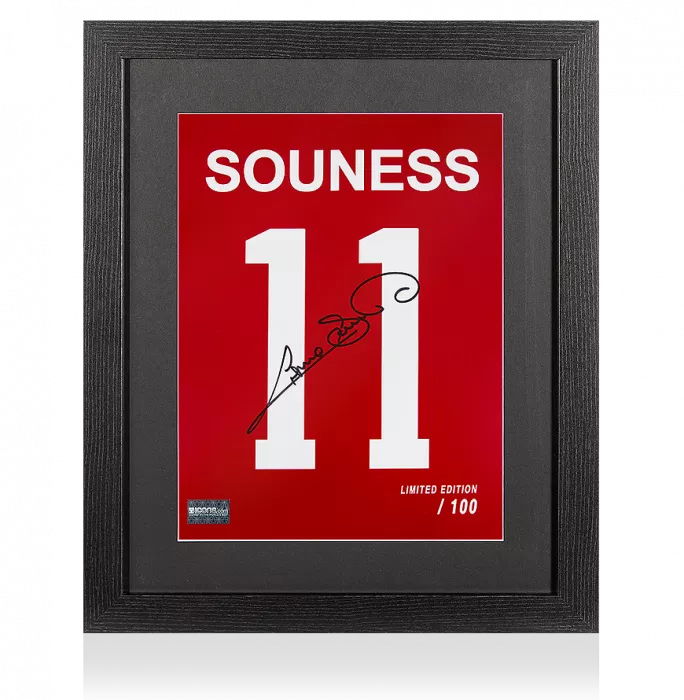 icons Graeme Souness Signed Liverpool Shirt Print In Black Wooden Frame: Limited Edition 'Souness 11'