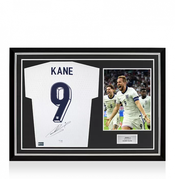 icons Harry Kane Back Signed England 2024 Home Shirt In Hero Frame: Option 1
