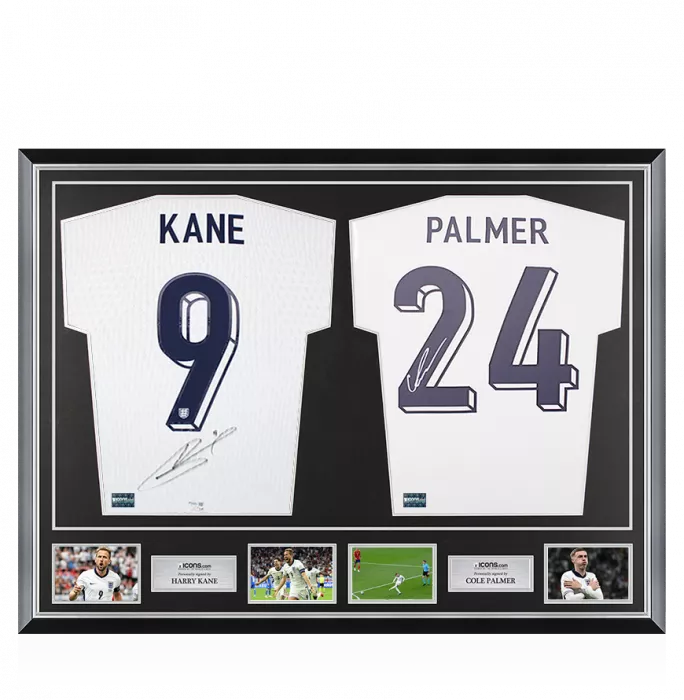 icons Harry Kane & Cole Palmer Signed England Shirts In Classic Dual Frame