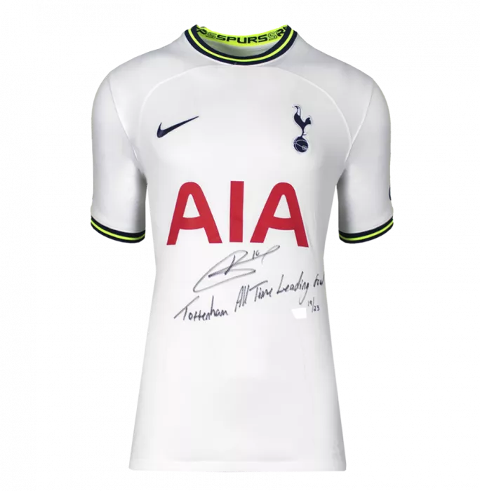 Icons Harry Kane Front Signed And Framed Tottenham Hotspur 2022-23 Home Shirt: "All Time Leading Goalscorer" Edition