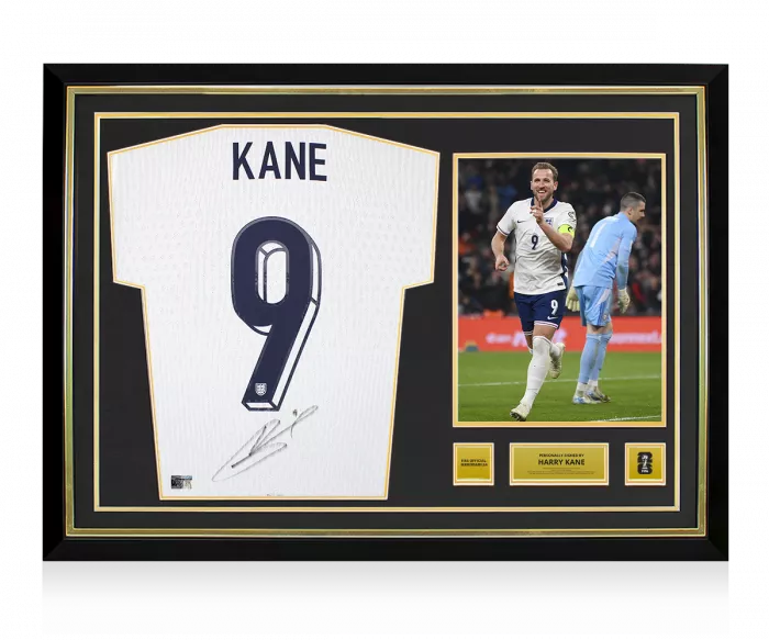 icons Harry Kane Official 2026 FIFA World Cup™ Back Signed and Hero Framed England 2024 Home Shirt