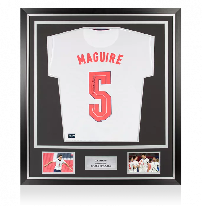 icons Harry Maguire Back Signed England 2020 Home Shirt With Fan Style Numbers In Classic Frame