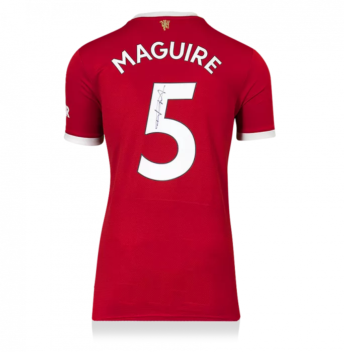 Icons Harry Maguire Back Signed Manchester United 2021-22 Home Shirt With Fan Style Number