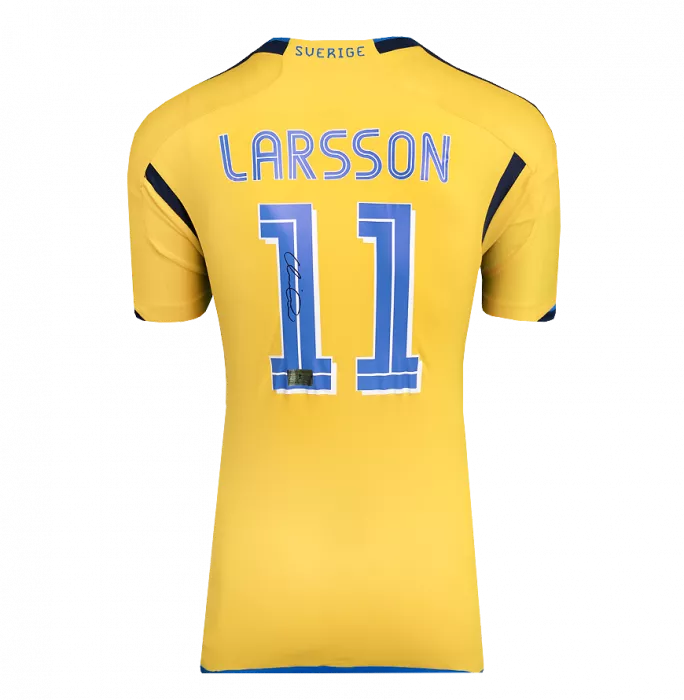 Icons Henrik Larsson Back Signed Sweden Retro Home Shirt In Classic Frame