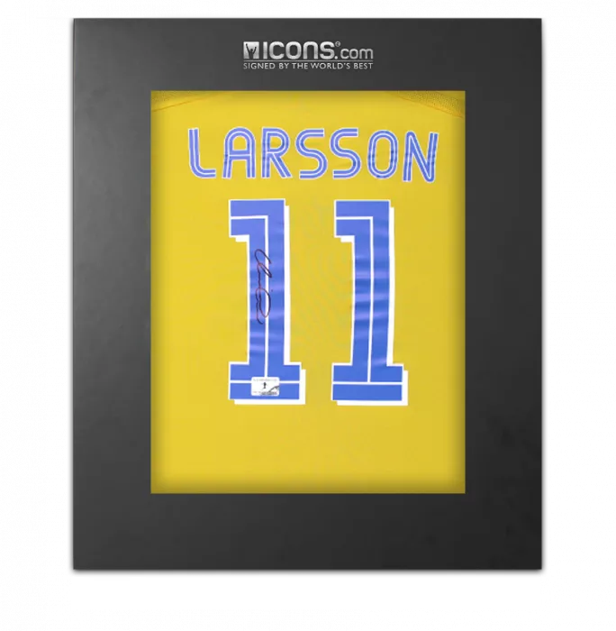 icons Henrik Larsson Back Signed Sweden Retro Home Shirt In Deluxe Packaging