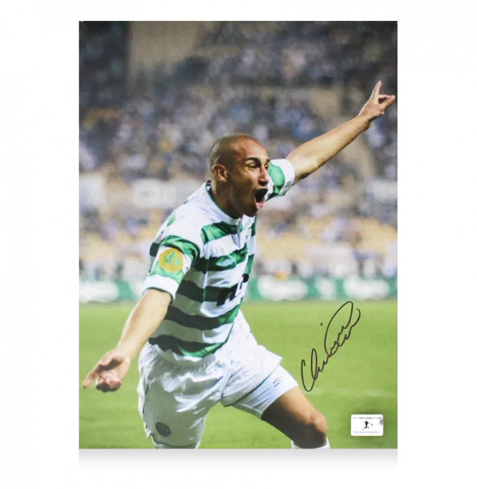 Icons Henrik Larsson Signed Celtic Photo In Black Wooden Frame