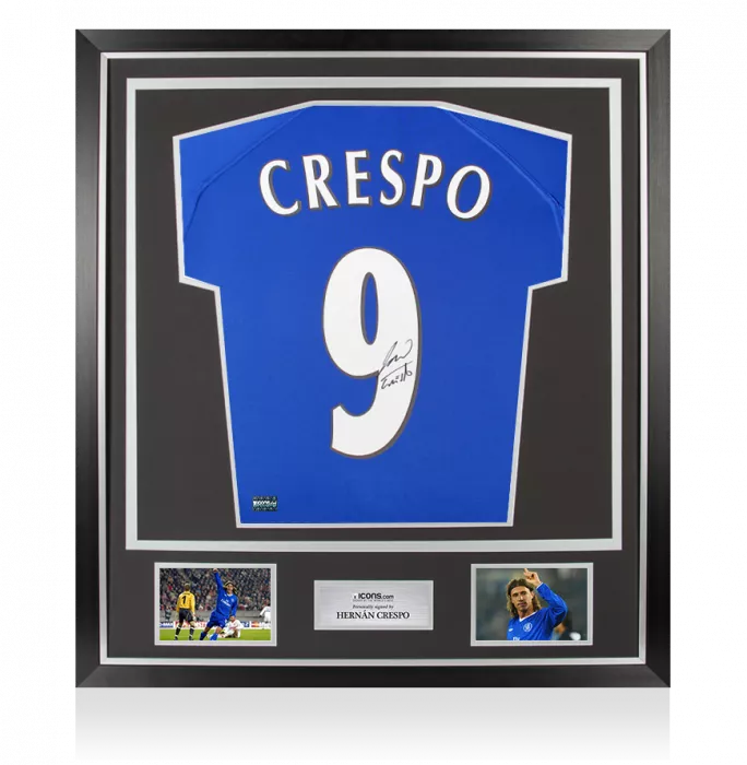 icons Hernan Crespo Back Signed Chelsea 2000 Home Shirt In Classic Frame