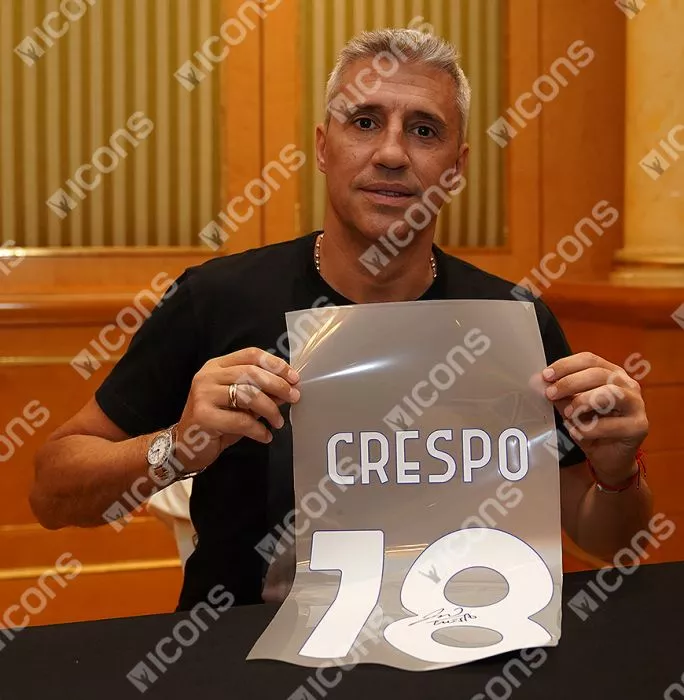 Icons Hernan Crespo Back Signed Internazionale 2019-20 Home Shirt With Fan Style Numbers In Hero Frame: Option 1